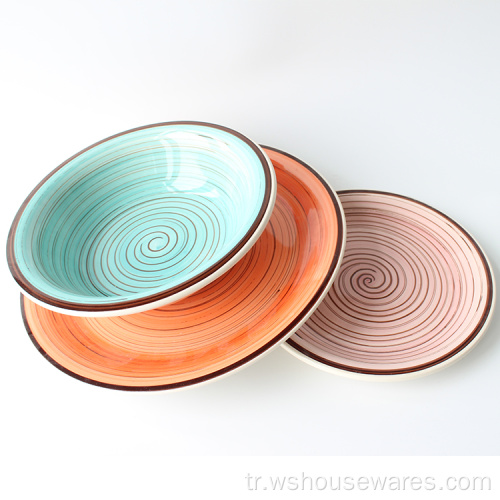 Porselen Yemek Takımları Setleri Stoneware Aile İçin El Boyalı